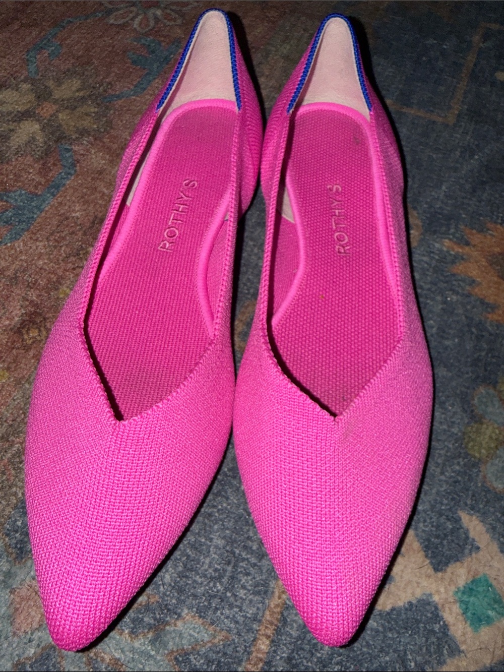 Rothy's Pink Pointed Knit Flats